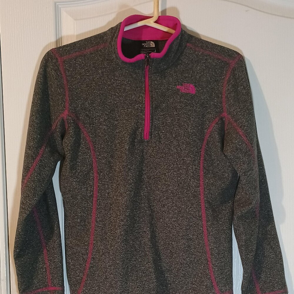 The North Face/Fleece Pullover/Girls L 14-16/Gray Pink 1/4 Zip Glacier